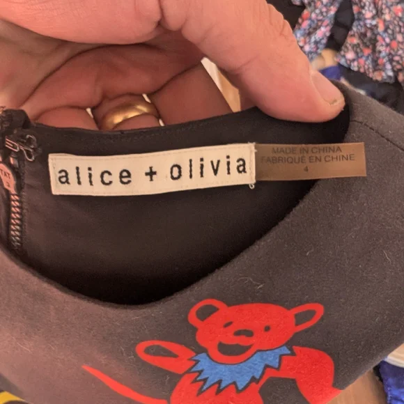 Alice + Olivia Black Dress with Red Bear Design - Picture 3 of 3
